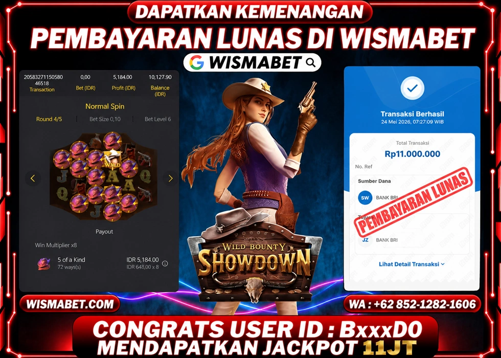 WISMABET - BUKTI KEMENANGAN Wild Bounty Showdown Rp11,000,000,- LUNAS